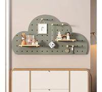 YOUROU Kit combinato per pannello forato, organizer da parete in legno modulare, bacheca con accessori, mensole galleggianti fai da te, porta chiavi per lavori artigianali (grigio, 40 x 80 cm)