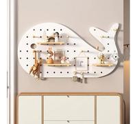 YOUROU Kit combinato per pannello forato, organizer da parete in legno modulare, bacheca con accessori, mensole galleggianti fai da te, porta chiavi per lavori fai da te (bianco, 40 x 80 cm)