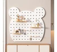 YOUROU Kit combinato per pannello forato, organizer da parete in legno modulare, bacheca con accessori, mensole galleggianti fai da te, porta chiavi per lavori artigianali (bianco, 60 x 60 cm)