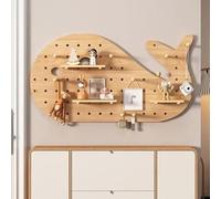 YOUROU Kit combinato per pannello forato, organizer da parete in legno modulare, bacheca con accessori, mensole galleggianti fai da te, porta chiavi per lavori fai da te (beige, 40 x 80 cm)