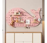 YOUROU Kit combinato per pannello forato, organizer da parete modulare in legno, bacheca con accessori, mensole galleggianti fai da te, porta chiavi per la stanza dei lavori (rosa, 40 x 80 cm)