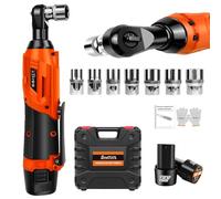 YouseaHome Set di chiavi a cricchetto elettriche a batteria, 12 V, chiave a cricchetto da 3/8" con 2 batterie da 1500 mAh e caricabatterie, 40 N.m Power Ratchet Tool Kit con 7 prese e luce LED