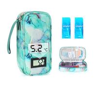YOUSHARES Borsa termica per insulina con indicatore di temperatura, borsa per insulina con 2 batterie refrigeranti TSA - Borsa termica da viaggio, borsa per il diabete per siringhe e accessori (verde