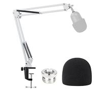 YOUSHARES Braccio microfono bianco per Razer Seiren Mini & V3 Mini - Braccio professionale Boom con protezione antivento in schiuma, supporto per microfono da tavolo per giochi, streaming e podcasting