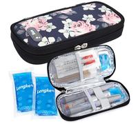 YOUSHARES - Custodia da viaggio per insulina, isolata per diabetici, borsa di raffreddamento portatile per insulina penna e medicinali per diabetici con 2 refrigeranti Ice Pack (fiori)