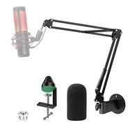 YOUSHARES Supporto a parete QuadCast Boom con microfono parabrezza e morsetto per montaggio a tavolo, supporti per microfono e supporti compatibile con microfono HyperX QuadCast S