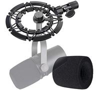 YOUSHARES - Supporto ammortizzatore con filtro pop, in lega antiurto con schiuma per parabrezza, supporto per braccio del microfono compatibile con microfono Shure MV7