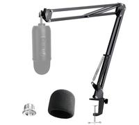 YOUSHARES Supporto Microfono da Tavolo, Supporto per Microfono a Braccio Regolabile con filtro anti-pop, Braccio Portamicrofono da Studio Professionale, per Blue Yeti microfono (Nero)