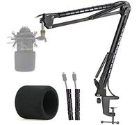 YOUSHARES - Supporto per microfono MXL 770 990 con filtro pop, braccio sospensione per microfono, con parabrezza, manicotto per cavo compatibile con microfoni MXL 770 990