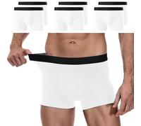 YouShow Boxer da uomo, confezione da 6 pezzi, in cotone, da uomo, senza foglietti graffianti, stile retrò, boxer, bianco, S