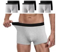 YouShow Boxer da uomo, confezione da 6 pezzi, in cotone, da uomo, senza foglietti graffianti, stile retrò, boxer, nero/grigio, XL