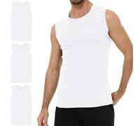 YouShow Confezione da 3 Canottiere da Uomo, 100% Cotone, Senza Maniche, con Scollo Rotondo, 3X Bianco, S