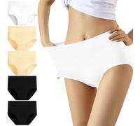 YouShow Mutande Donna Cotone Vita Alta Pacco da 5 Elastiche Pantaloncini Post Parto(Albicocca alla Moda,M)