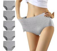 YouShow Mutande Donna Cotone Vita Alta Pacco da 5 Elastiche Pantaloncini Post Parto(Grigio,S)