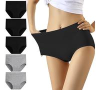 YouShow Mutande Donna Cotone Vita Alta Pacco da 5 Elastiche Pantaloncini Post Parto(Moda Nero,L)