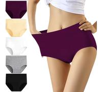 YouShow Mutande Donna Cotone Vita Alta Pacco da 5 Elastiche Pantaloncini Post Parto(Multicolore,L)