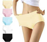 YouShow Mutande Donna Cotone Vita Alta Pacco da 5 Elastiche Pantaloncini Post Parto(Multicolore02,3XL)