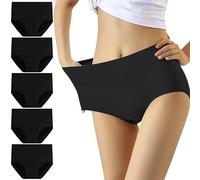 YouShow Mutande Donna Cotone Vita Alta Pacco da 5 Elastiche Pantaloncini Post Parto(Nero,L)