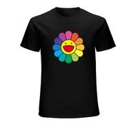 YOUSICHUANG Takashi Murakami Flower Short Sleeve T-Shirt Black XXL