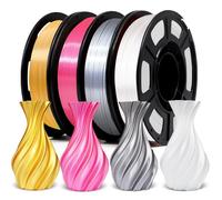 YOUSU Filamento PLA 1,75 mm, Silk filamento PLA, per stampante 3D FDM, 1kg Spool, Seta Oro/Argento/Rosa/Bianco