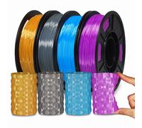 YOUSU Silk TPU Filament 1.75mm, 95A TPU 3D Printing Flexible Filament, High Hardness Resilience, Soft Adhesive Material, Elastic, 4x250g, Silk TPU Gold,Dark Gray,Blue,Purple