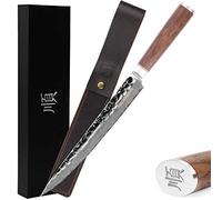 YOUSUNLONG Coltello da intaglio 25,4cm Coltello da sashimi mancino - Damasco giapponese Steel- Manico in noce naturale con fodero in pelle