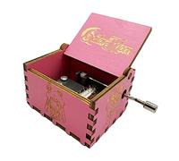 Youtang Carillon in legno intagliato con manovella, motivo: Sailor Moon, rosa