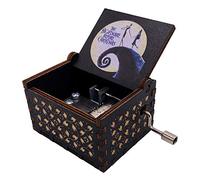 Youtang Carillon Musicale con manovella, in Legno Intagliato, Regalo Musicale per Natale, Compleanno, San Valentino, Festa della Mamma, Halloween (Bianco-Nero)