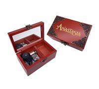 Youtang, Carillon musicale in legno con specchio con incisione al laser, motivo di Anastasia, regalo musicale per donne e uomini, fidanzati (melodia: Once Upon A December, movimento argento)