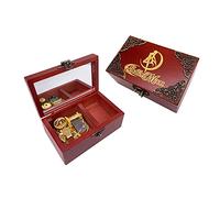 Youtang, Carillon musicale in legno con specchio, con incisione al laser, regalo musicale, per uomini e donne e fidanzati (melodia: Moonlight Densetsu, movimento oro)