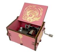 Youtang Coraline - Mini carillon in legno con incisione, idea regalo per compleanno, anniversario, San Valentino, Natale (manovella, rosa)