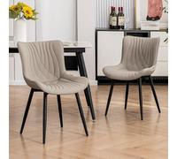 YOUTASTE Set di 2 sedie da sala da pranzo, in similpelle, con schienale, comoda sedia imbottita per sala da pranzo, cucina, soggiorno, kaki