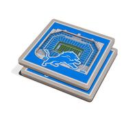 YouTheFan NFL 3D Team StadiumViews - Sottobicchieri 4x4, set di 2 pezzi, colore squadra, 10,2 x 10,2 x 0,35 cm, Detroit Lions