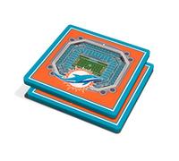 YouTheFan NFL 3D Team StadiumViews - Sottobicchieri 4x4, set di 2 pezzi, Miami Dolphins, 10,2 x 10,2 cm, colore squadra