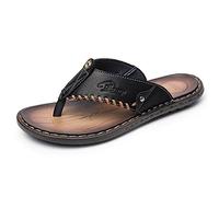 Youthful flying Infradito Uomo Estive Comode Pelle Ciabatte Antiscivolo Spiaggia Piscina Sandali Cuoio Mare Leggere Trasparente(Size:44 EU,Color:Nero)