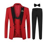 YOUTHUP Abito da Smoking da Uomo in 3 Pezzi con Revers a Lancia a 1 Bottone (Gilet e Pantaloni Blazer)