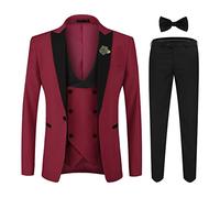 YOUTHUP Abito da Smoking da Uomo in 3 Pezzi con Revers a Lancia a 1 Bottone (Gilet e Pantaloni Blazer)