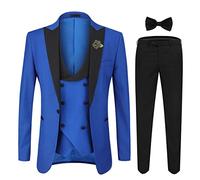 YOUTHUP Abito da Smoking da Uomo in 3 Pezzi con Revers a Lancia a 1 Bottone (Gilet e Pantaloni Blazer)