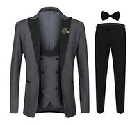 YOUTHUP Abito da Smoking da Uomo in 3 Pezzi con Revers a Lancia a 1 Bottone (Gilet e Pantaloni Blazer)