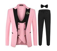 YOUTHUP Abito da Smoking da Uomo in 3 Pezzi con Revers a Lancia a 1 Bottone (Gilet e Pantaloni Blazer)