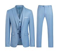 YOUTHUP Abito da Uomo 3 Pezzi Completo Eleganti in Matrimonio e Slim Fit Blazer Gilet Pantaloni, Blu, 3XL