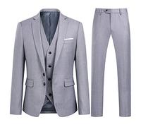 YOUTHUP Abito da Uomo 3 Pezzi Completo Eleganti in Matrimonio e Slim Fit Blazer Gilet Pantaloni, Grigio Chiaro, S