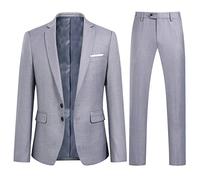YOUTHUP Abito da Uomo Slim Fit 2 Pezzi Abiti da Lavoro Formali Blazer e Pantaloni Diversi Colori Disponibili, Grigio Chiaro, M