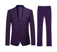 YOUTHUP Abito da uomo Slim Fit 3 pezzi per matrimonio e lavoro, completo da uomo, giacca, pantaloni, gilet, viola., L