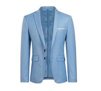 YOUTHUP Blazer da Uomo Giacca da Abito con 2 Bottoni Formale Monopetto Slim Fit Elegante Giacche da Smoking, Cielo Blu, 3XL