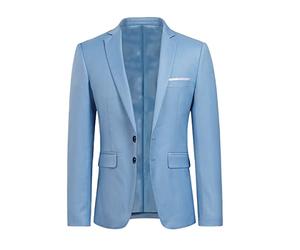 YOUTHUP Blazer da Uomo Giacca da Abito con 2 Bottoni Formale Monopetto Slim Fit Elegante Giacche da Smoking, Cielo Blu, L
