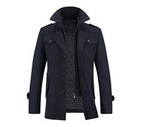 YOUTHUP Cappotti per Uomo Giacche di Lana Elegante Trincea Cappotto Invernale Regular Fit, Blu-spesso, S