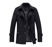 YOUTHUP Cappotti per Uomo Giacche di Lana Elegante Trincea Cappotto Invernale Regular Fit, Grigio-Sottile, M