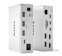 YOUTINGHDAV 15 in 1 USB C Docking Station KVM Switch 2 Laptop 2 Monitor 4K @60Hz, USB3.0 KVM Switch 2 PC 2 Monitor USB C, Dual HDMI Out, 80W PD, 5Gbps, Gigabit Ethernet, TF/SD Card, Wired Remote