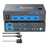 YOUTINGHDAV 2x2 KVM Switch per 2 PC e Monitor HDMI DP, USB 3.0, 8K@60Hz HDMI 2.1, 4K@144Hz DP 1.4, Mouse e Tastiera con Telecomando